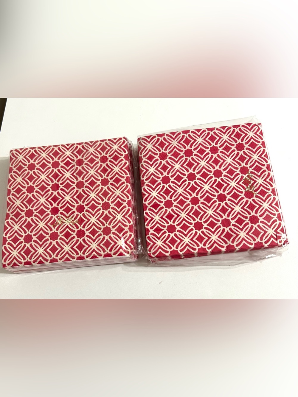 NWT Two Sets of Lilly Pulitzer Paper Cocktail Napkins, red and white